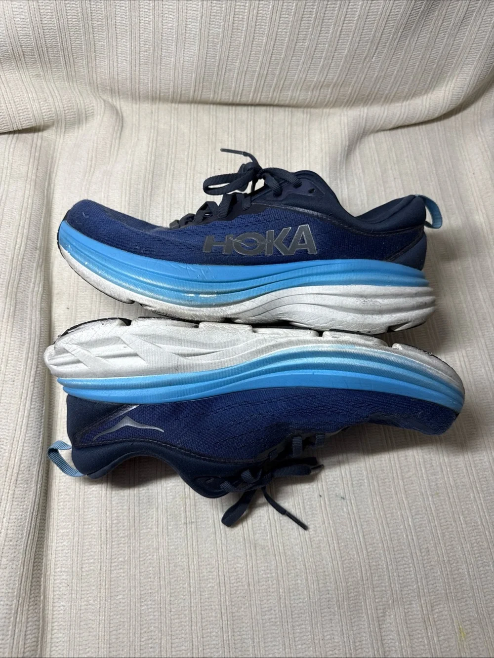 Hoka One One Mens Bondi 8  Blue Running Shoes Sneakers Size 8D